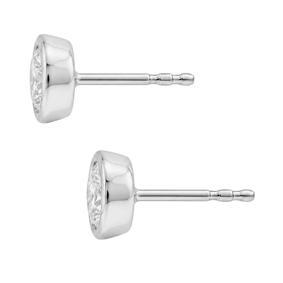 Lab-Grown Diamond Round Bezel Stud Earrings in 14K White Gold or 14K Yellow Gold