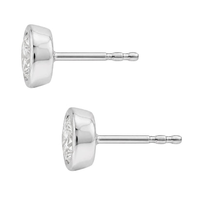Lab-Grown Diamond Round Bezel Stud Earrings in 14K White Gold or 14K Yellow Gold