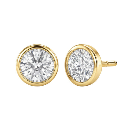 Lab-Grown Diamond Round Bezel Stud Earrings in 14K White Gold or 14K Yellow Gold