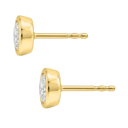 Lab-Grown Diamond Round Bezel Stud Earrings in 14K White Gold or 14K Yellow Gold