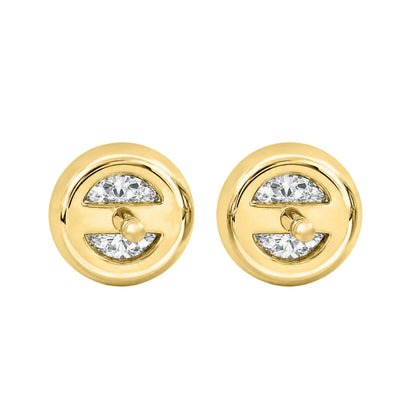 Lab-Grown Diamond Round Bezel Stud Earrings in 14K White Gold or 14K Yellow Gold