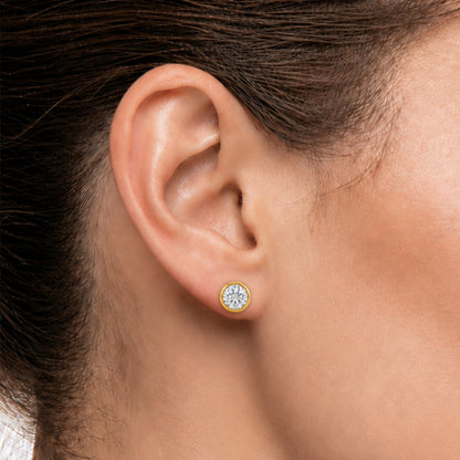 Lab-Grown Diamond Round Bezel Stud Earrings in 14K White Gold or 14K Yellow Gold
