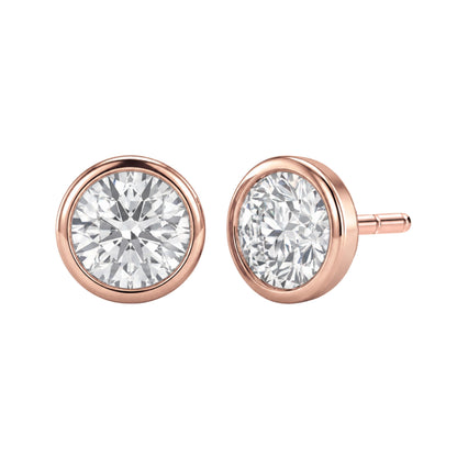 Lab-Grown Diamond Round Bezel Stud Earrings in 14K White Gold or 14K Yellow Gold