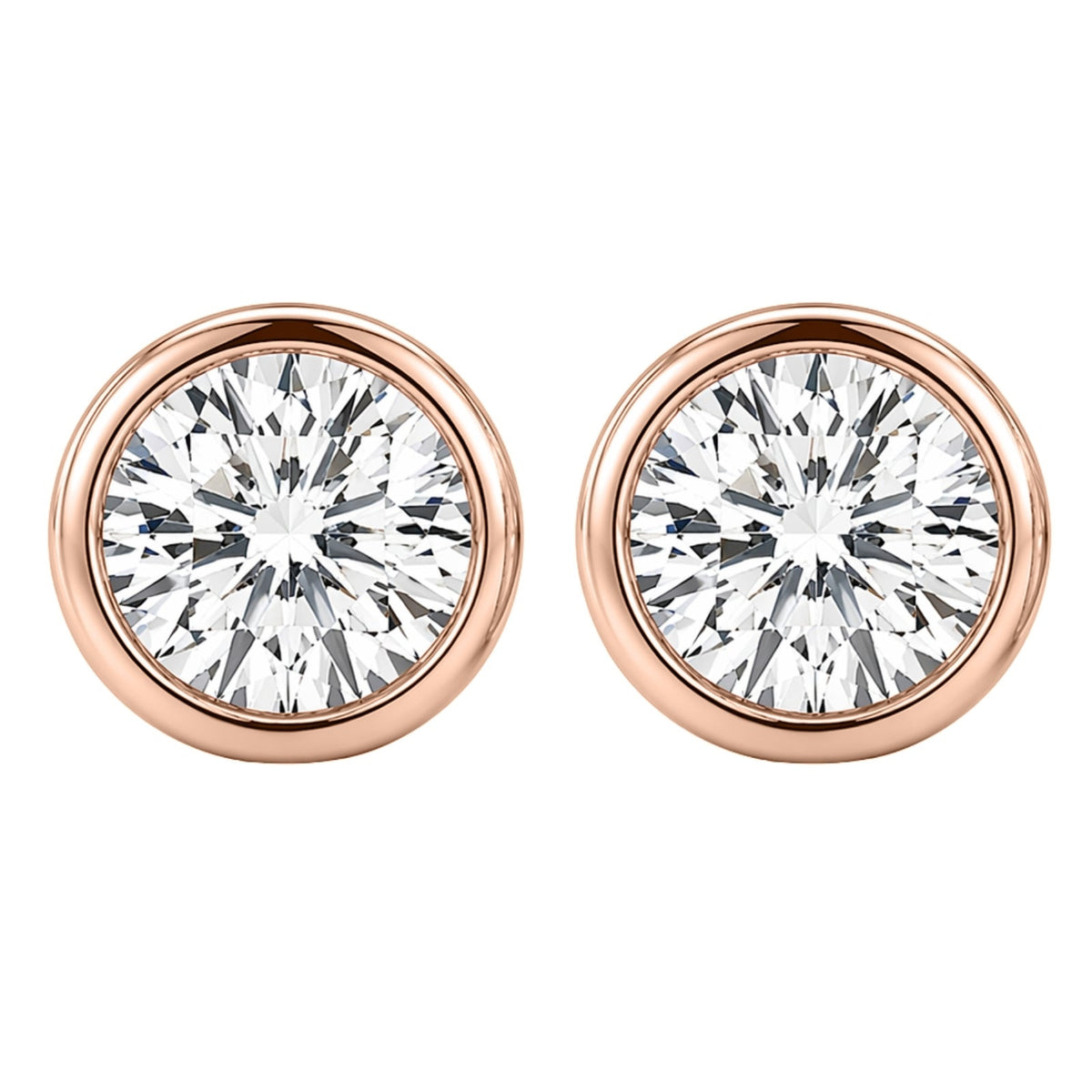 Lab-Grown Diamond Round Bezel Stud Earrings in 14K White Gold or 14K Yellow Gold