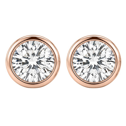Lab-Grown Diamond Round Bezel Stud Earrings in 14K White Gold or 14K Yellow Gold
