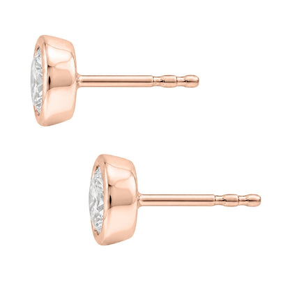 Lab-Grown Diamond Round Bezel Stud Earrings in 14K White Gold or 14K Yellow Gold
