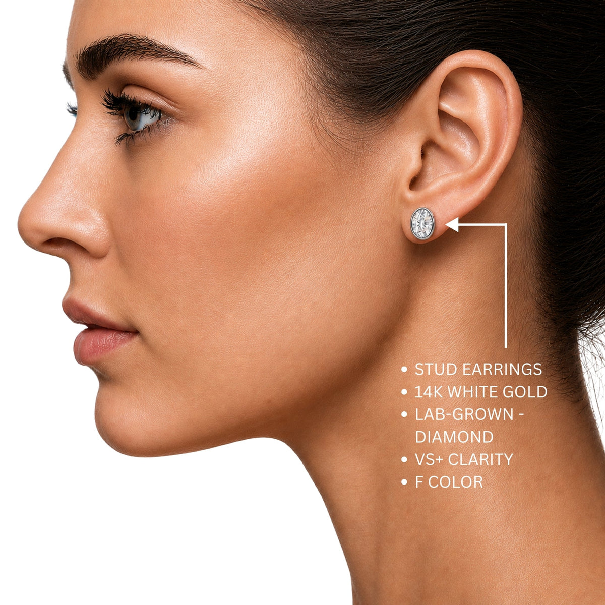 Lab-Grown Diamond Oval Bezel Stud Earrings in 14K White Gold or 14K Yellow Gold
