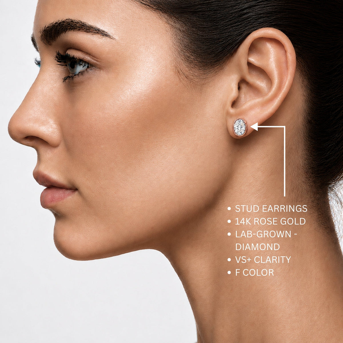 Lab-Grown Diamond Oval Bezel Stud Earrings in 14K White Gold or 14K Yellow Gold