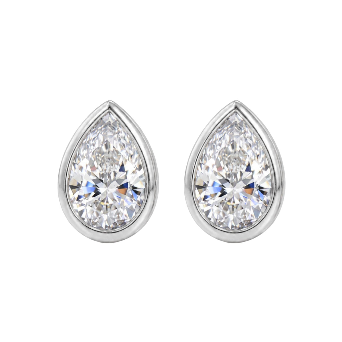 Lab-Grown Diamond Pear Bezel Stud Earrings in 14K White Gold or 14K Yellow Gold