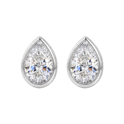 Lab-Grown Diamond Pear Bezel Stud Earrings in 14K White Gold or 14K Yellow Gold