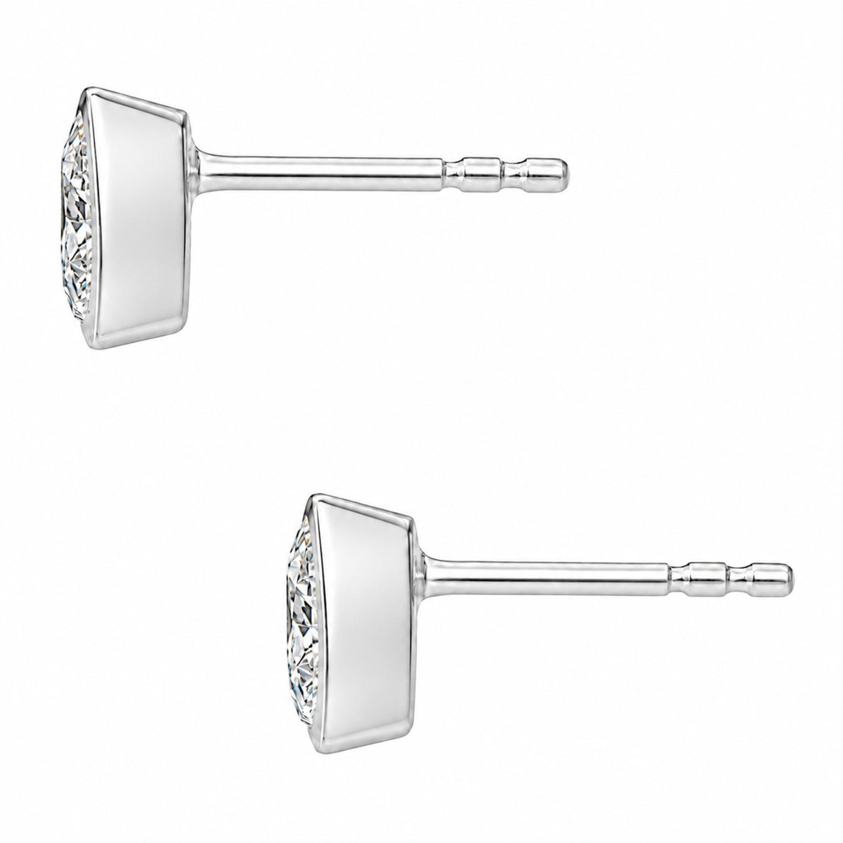 Lab-Grown Diamond Pear Bezel Stud Earrings in 14K White Gold or 14K Yellow Gold
