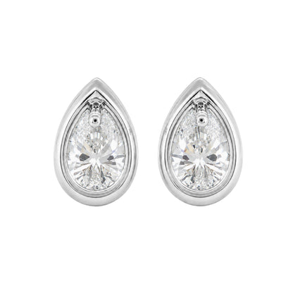 Lab-Grown Diamond Pear Bezel Stud Earrings in 14K White Gold or 14K Yellow Gold