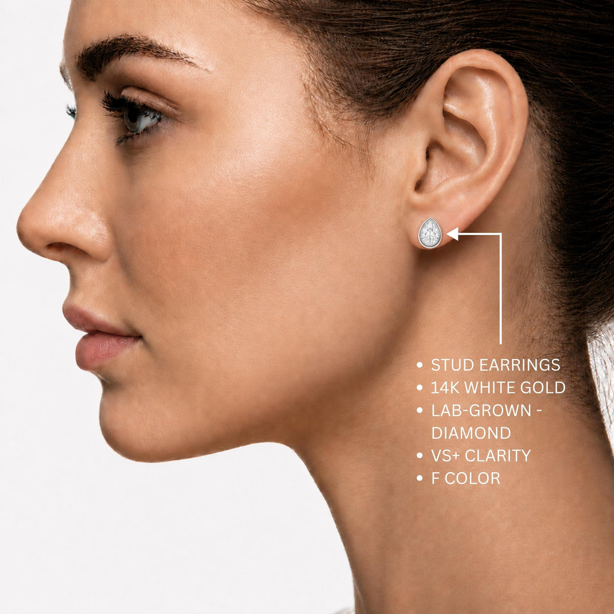 Lab-Grown Diamond Pear Bezel Stud Earrings in 14K White Gold or 14K Yellow Gold