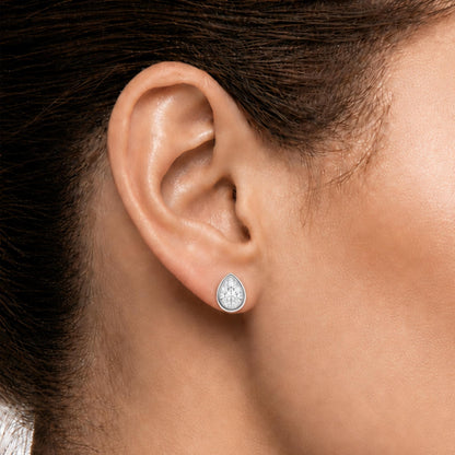 Lab-Grown Diamond Pear Bezel Stud Earrings in 14K White Gold or 14K Yellow Gold