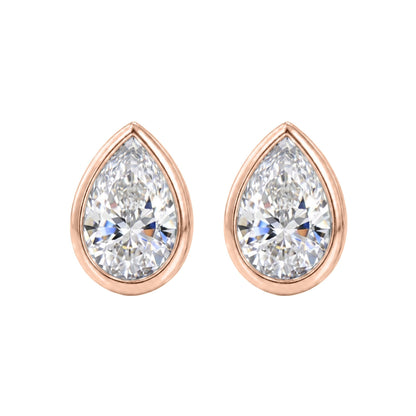 Lab-Grown Diamond Pear Bezel Stud Earrings in 14K White Gold or 14K Yellow Gold