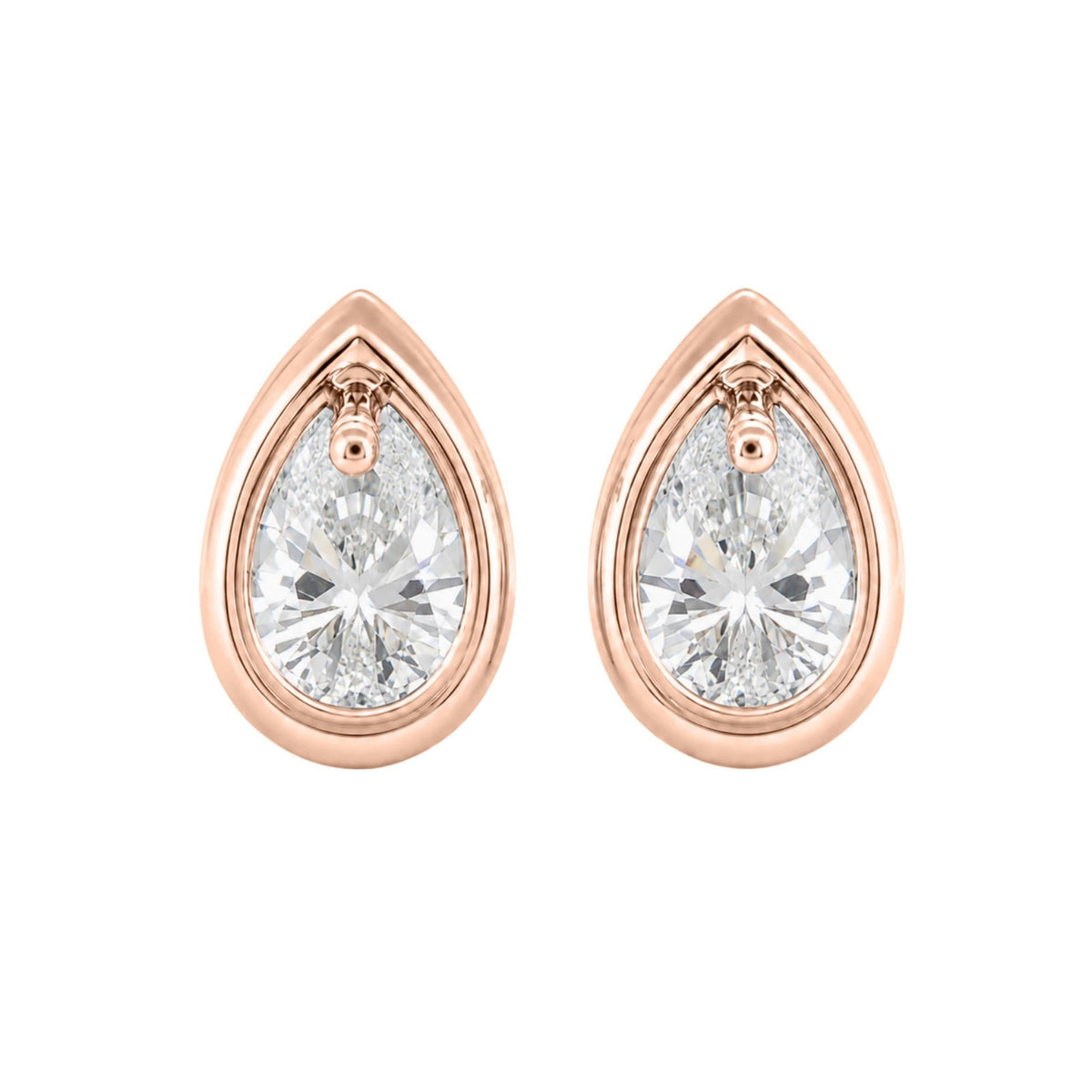 Lab-Grown Diamond Pear Bezel Stud Earrings in 14K White Gold or 14K Yellow Gold