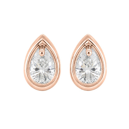 Lab-Grown Diamond Pear Bezel Stud Earrings in 14K White Gold or 14K Yellow Gold