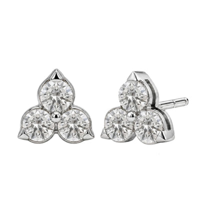 Lab-Grown Diamond Round Three-Stone Earrings in 14K White Gold or 14K Yellow Gold