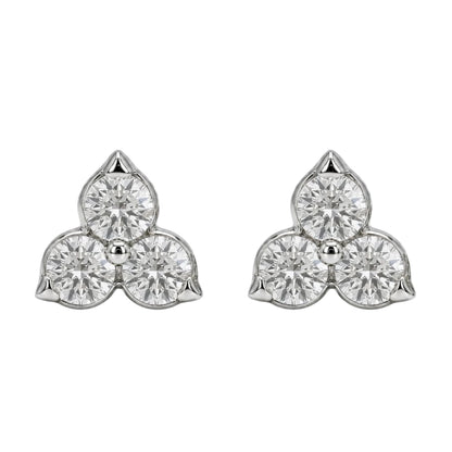 Lab-Grown Diamond Round Three-Stone Earrings in 14K White Gold or 14K Yellow Gold