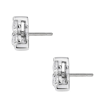 Lab-Grown Diamond Round Three-Stone Earrings in 14K White Gold or 14K Yellow Gold