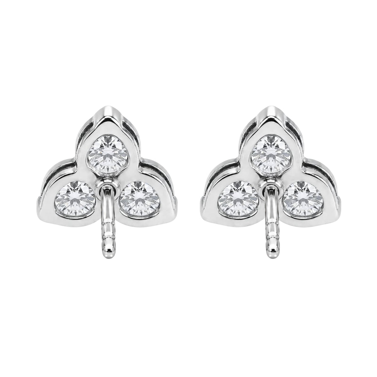 Lab-Grown Diamond Round Three-Stone Earrings in 14K White Gold or 14K Yellow Gold