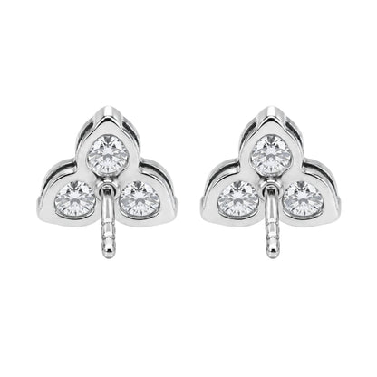 Lab-Grown Diamond Round Three-Stone Earrings in 14K White Gold or 14K Yellow Gold