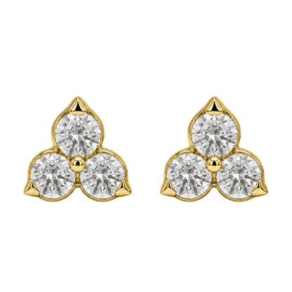 Lab-Grown Diamond Round Three-Stone Earrings in 14K White Gold or 14K Yellow Gold