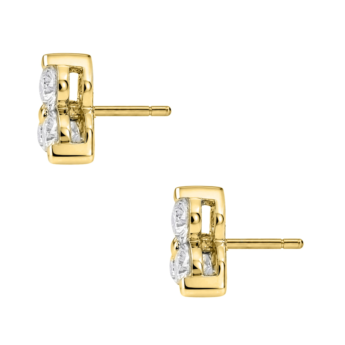 Lab-Grown Diamond Round Three-Stone Earrings in 14K White Gold or 14K Yellow Gold