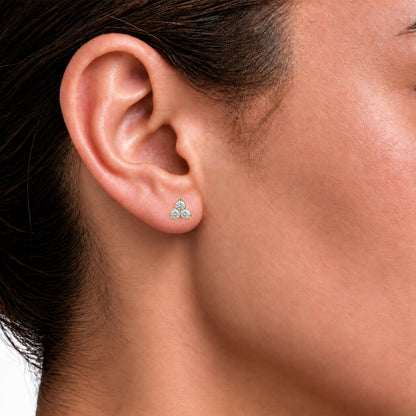 Lab-Grown Diamond Round Three-Stone Earrings in 14K White Gold or 14K Yellow Gold