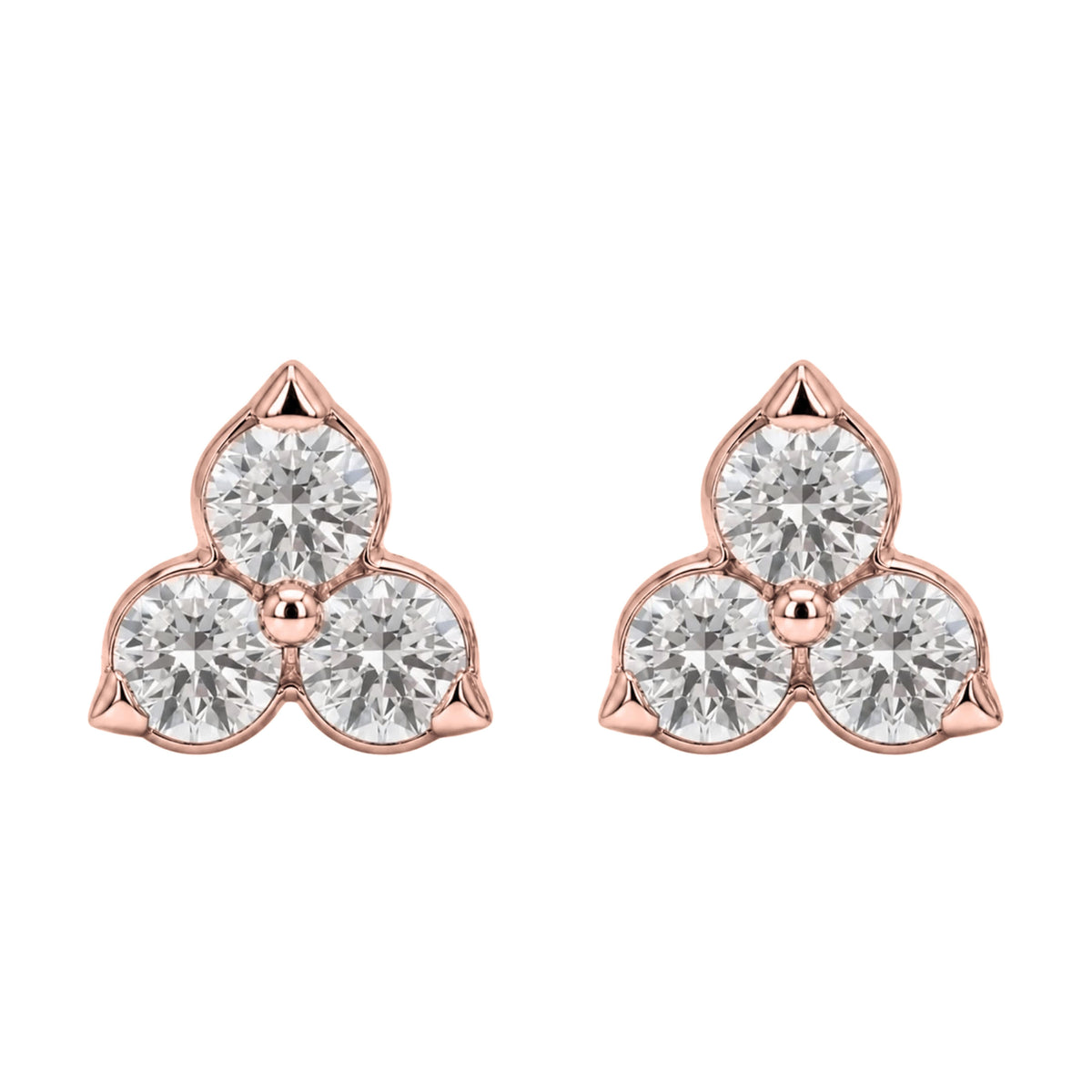 Lab-Grown Diamond Round Three-Stone Earrings in 14K White Gold or 14K Yellow Gold