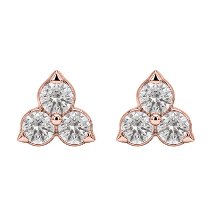 Lab-Grown Diamond Round Three-Stone Earrings in 14K White Gold or 14K Yellow Gold