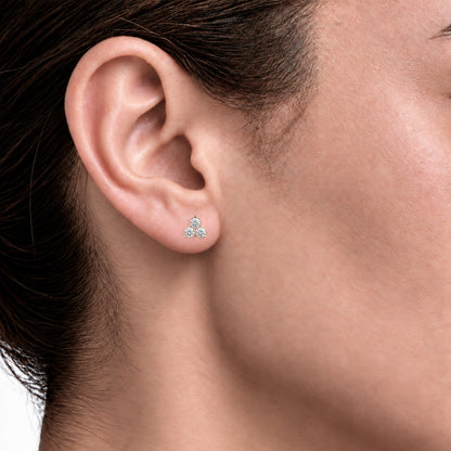 Lab-Grown Diamond Round Three-Stone Earrings in 14K White Gold or 14K Yellow Gold