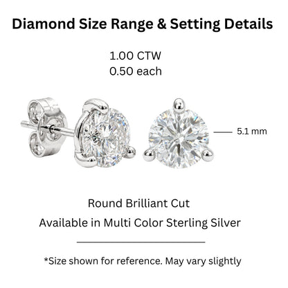 1 ct. T.W. Lab-Grown Diamond Round Martini Stud Earrings in Sterling Silver