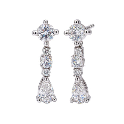 1 ct. T.W. Lab-Grown Diamond Round Drop Earrings in Sterling Silver