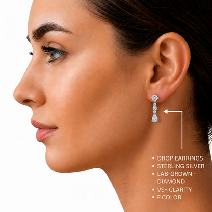 1 ct. T.W. Lab-Grown Diamond Round Drop Earrings in Sterling Silver