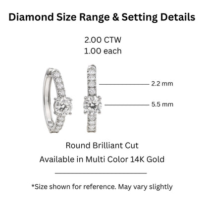 2 ct. T.W. Lab-Grown Diamond Round Hoop Earrings in Sterling Silver or 14K Gold over Silver