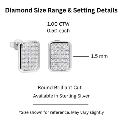 1 ct. T.W. Lab-Grown Diamond Round Cluster Earrings in Sterling Silver