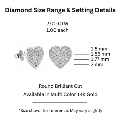 2 ct. T.W. Lab-Grown Diamond Round Stud Earrings in Sterling Silver