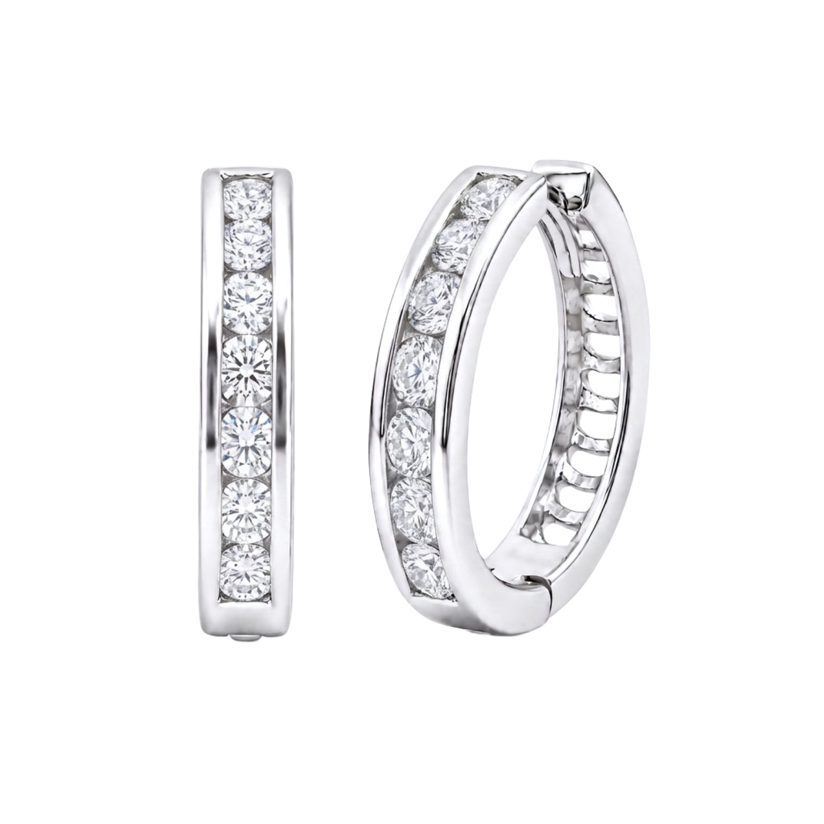 1 ct. T.W. Lab-Grown Diamond Round Hoop Earrings in Sterling Silver or 14K Gold over Silver