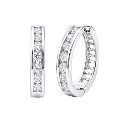 1 ct. T.W. Lab-Grown Diamond Round Hoop Earrings in Sterling Silver or 14K Gold over Silver