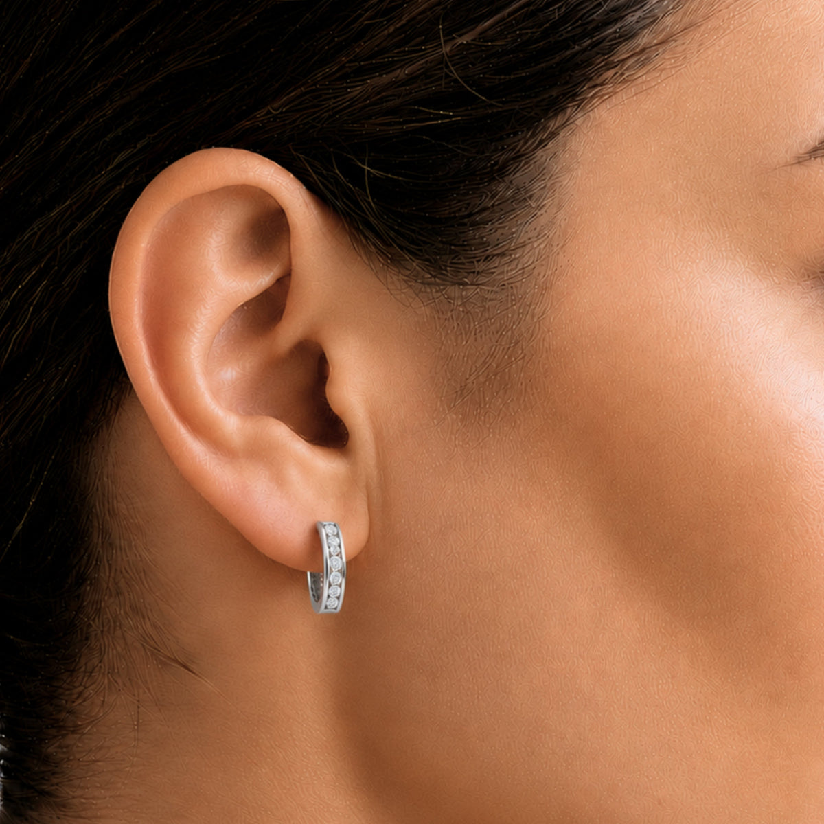 1 ct. T.W. Lab-Grown Diamond Round Hoop Earrings in Sterling Silver or 14K Gold over Silver
