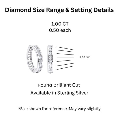 1 ct. T.W. Lab-Grown Diamond Round Hoop Earrings in Sterling Silver or 14K Gold over Silver