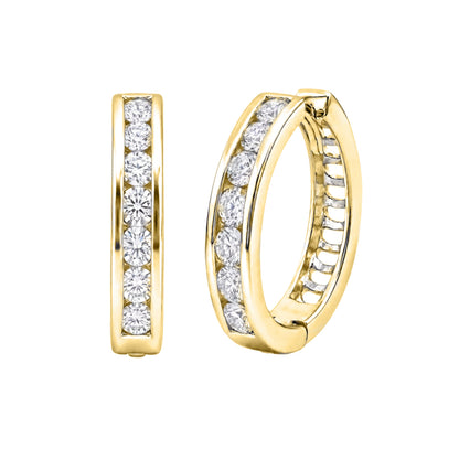 1 ct. T.W. Lab-Grown Diamond Round Hoop Earrings in Sterling Silver or 14K Gold over Silver