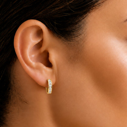 1 ct. T.W. Lab-Grown Diamond Round Hoop Earrings in Sterling Silver or 14K Gold over Silver