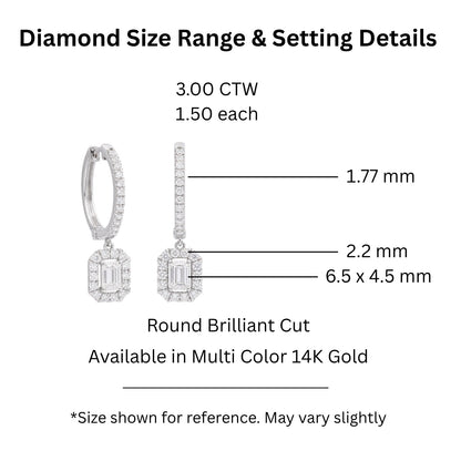 3 ct. T.W. Lab-Grown Diamond Round Drop Earrings in Sterling Silver or 14K Gold over Silver