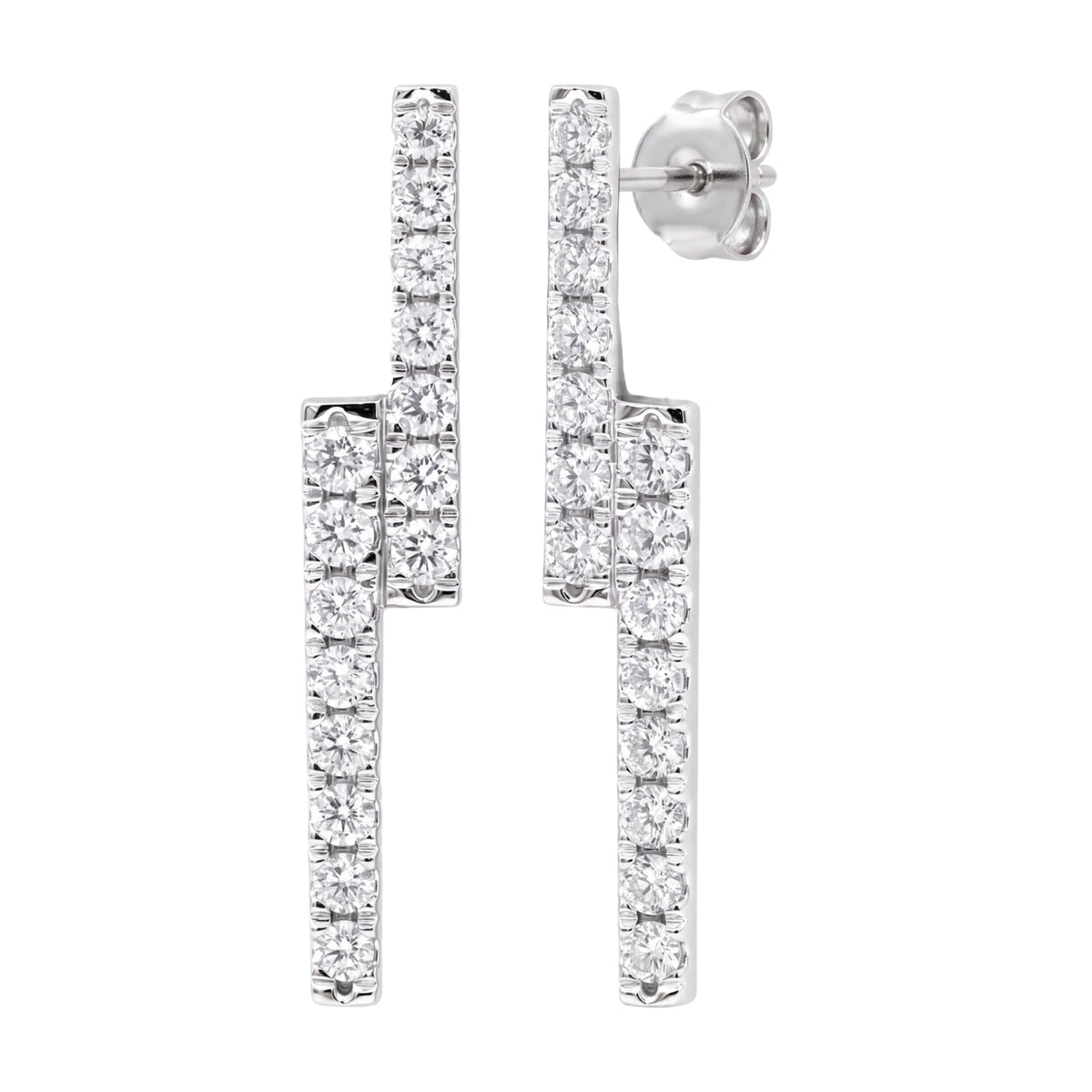 3 ct. T.W. Lab-Grown Diamond Round Drop Earrings in Sterling Silver