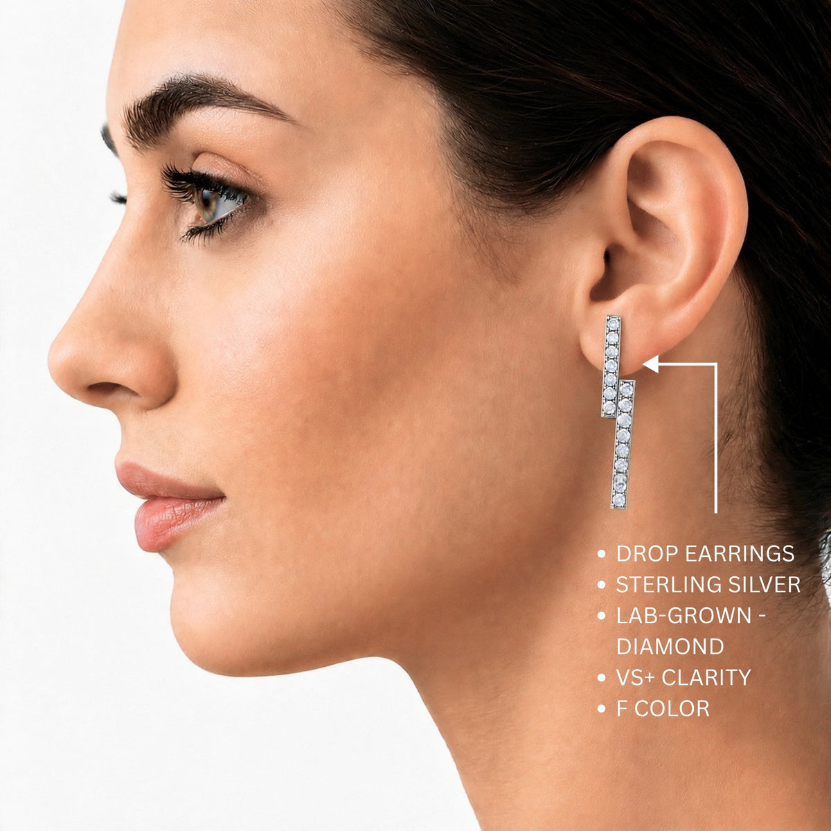 3 ct. T.W. Lab-Grown Diamond Round Drop Earrings in Sterling Silver