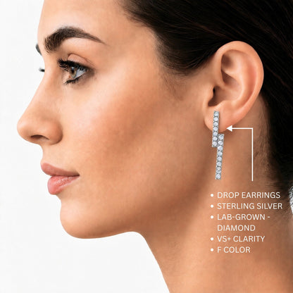 3 ct. T.W. Lab-Grown Diamond Round Drop Earrings in Sterling Silver