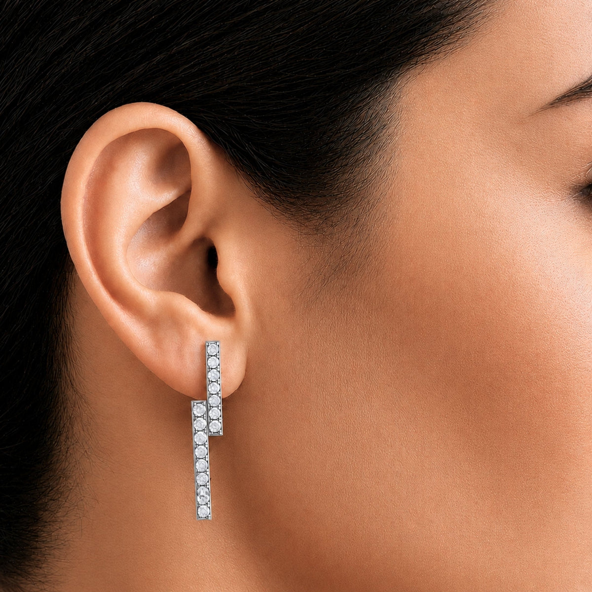 3 ct. T.W. Lab-Grown Diamond Round Drop Earrings in Sterling Silver