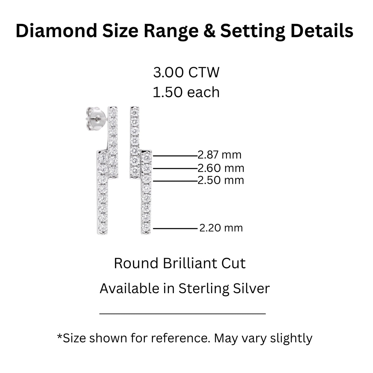 3 ct. T.W. Lab-Grown Diamond Round Drop Earrings in Sterling Silver